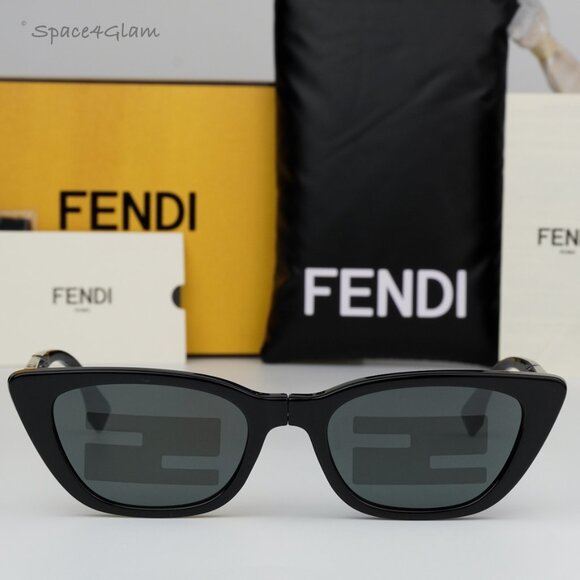 Fendi Women Sunglasses Black Grey Pattern Cat Eye FE40089I 72U FOLDING BRAND NEW main image 6